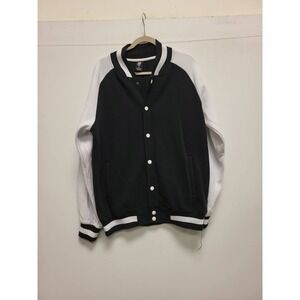 G&B XL Varsity Jacket Black White Baseball Bomber Style Coat Menswear Fashion